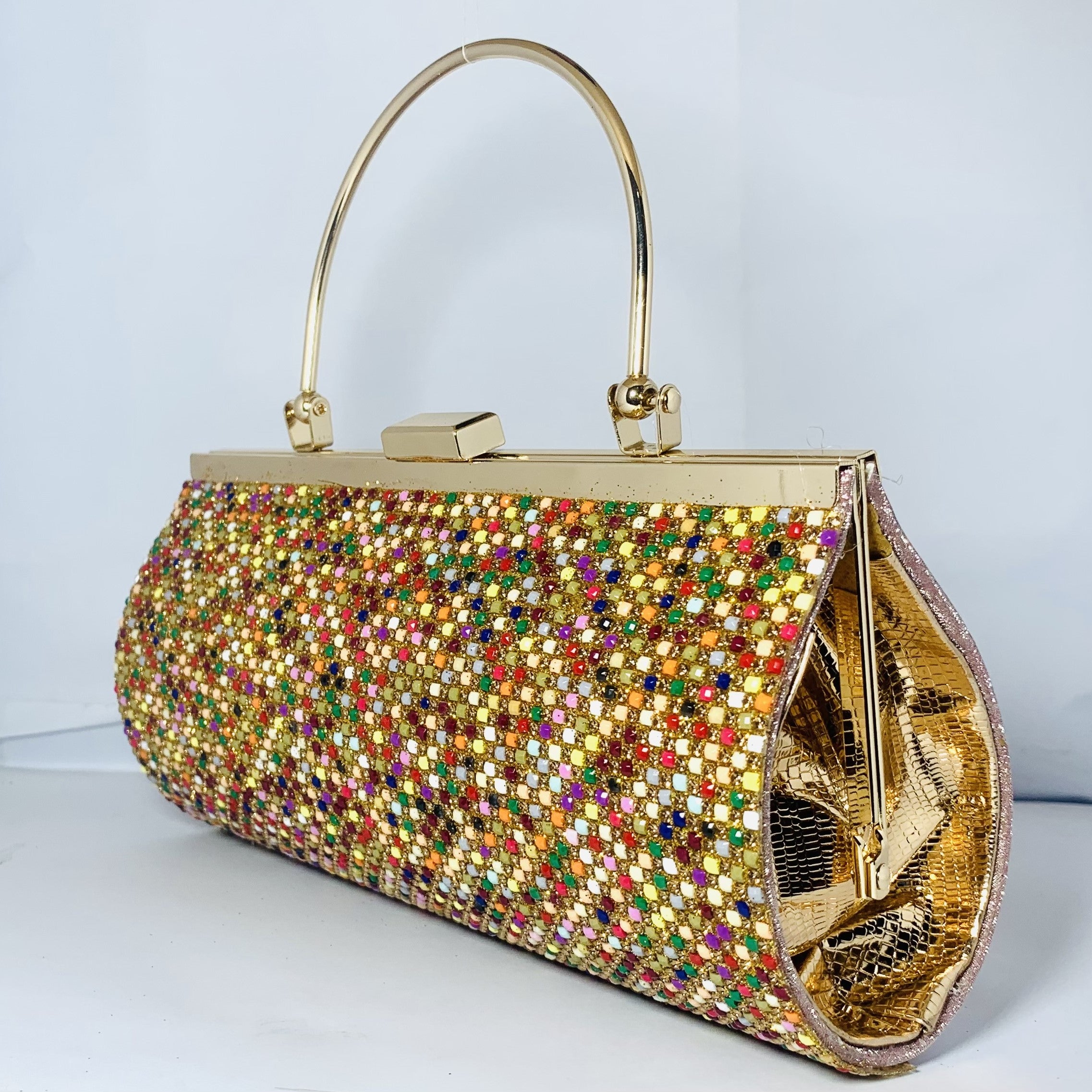 DiamondDrape Multicolor Crystal Bridal Clutch